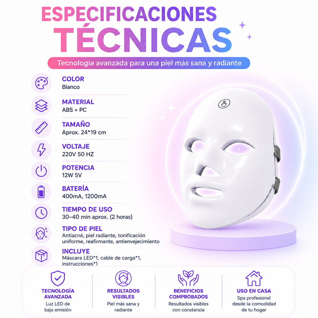 MÁSCARA FACIAL LED 7 EN 1