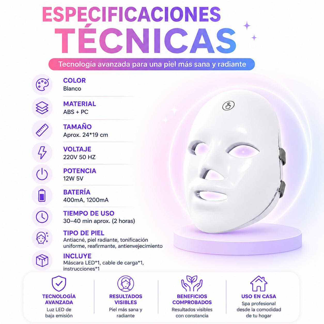 MÁSCARA FACIAL LED 7 EN 1